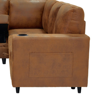 Upholstered L - Shape Sectional Sofa Bed With Pull Out Sleeper And Storage