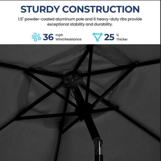 Umbrella With Crank Lift & Tilt, UV-Resistant Canopy For Patio