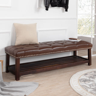 Bedroom End Of Bed Bench Tufted Upholstered End Of Bed Bench End Of Bed Entrance Shoe Bench With Nailhead Trim And Shelf Bedroom Upholstered Bench Living Room Shoe Rack Footstool