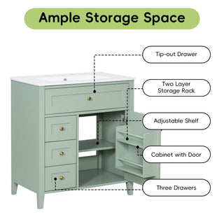 Modern Bathroom Vanity With Sink, 3 Drawers And Adjustable Shelf