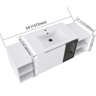 Wall Mounted Bathroom Vanity With Sink, Cabinet & Half Door