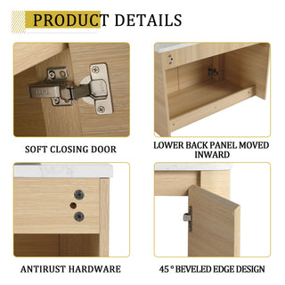 Mounted Bathroom Vanity With Art Sink & 2 Soft Close Doors