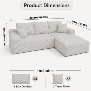 Modern L-Shaped Sectional Sofa With Left Facing Chaise