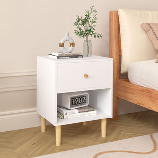Nightstand With 1 Drawer And 1 Shelf - White