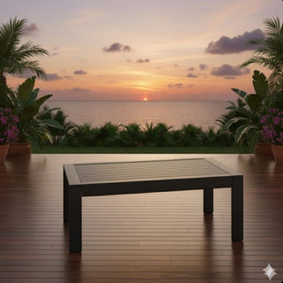 All-Weather Outdoor Coffee Table With Wood-Look Top
