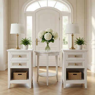 Nightstands With 2 Drawers, Bedside Tables For Small Spaces (Set of 2) - White