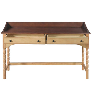 Writing Desk With 2 Storage Drawers, Workstation For Living Room - Brown / Natural