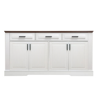 Fluted Sideboard Buffet Cabinet With 4 Doors And 3 Drawers