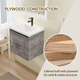 Floating Bathroom Vanity Combo, Wall Mounted Cabinet With Sink & Soft Close Doors For Small Bathrooms