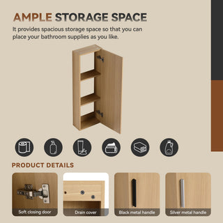Freestanding Bathroom Vanity Set With Tall Linen Cabinet, 3 Drawers And Large Storage, Single Sink