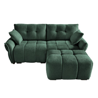 Sofa Set With Ottoman And Pillows, Textured, High Resilience Cushions