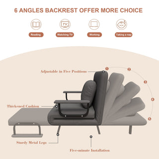5 In 1 Folding Sofa Bed With 5 Position Adjustable Backrest