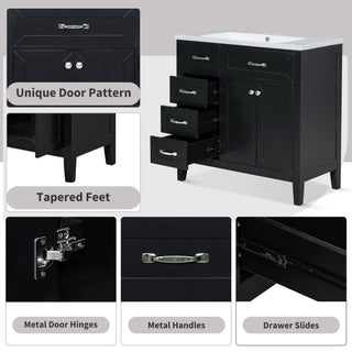 Modern Bathroom Vanity Base Only, 2 Doors And 3 Drawers
