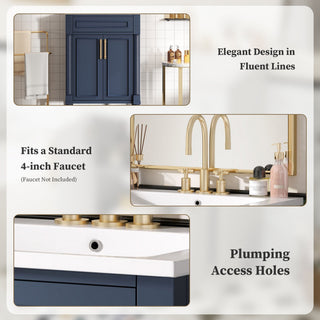 Bathroom Vanity With Integrated Sink, 2 Door Cabinet, Single Sink For Small To Medium Bathrooms