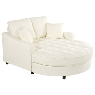 Modern Chaise Lounge Upholstered Sofa Couch With Tufted Seat And Detachable Pillows For Living Room