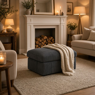 Oversized Ottoman Footrest Extra Seat Living Room - Dark Gray