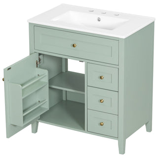 Bathroom Vanity With Sink, 3 Drawers And Adjustable Shelf
