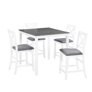 5 Piece Counter Height Dining Table Set With 4 Chairs