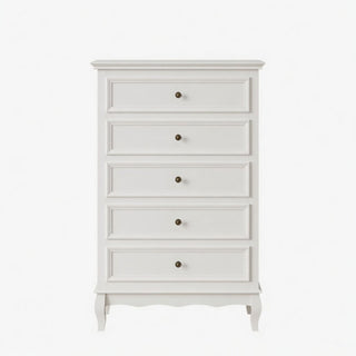 5 Drawer Tall Wide Chest Of Drawers - White