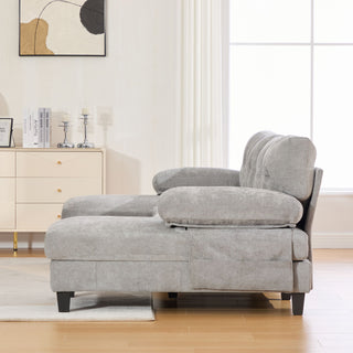 U-Shaped Sectional Sofa 103.5" Fabric Couch With Dual Chaise Lounges, Storage Pockets, Armrest Pillows