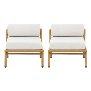 La Fiora - Outdoor Patio Iron Club Chair (Set of 2) - Off White / Teak