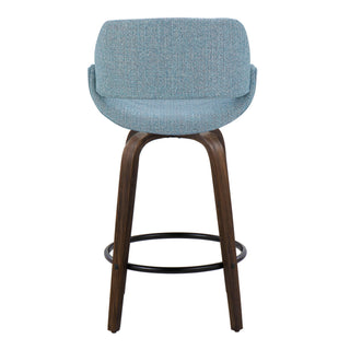 Fabrico - Mid Century Modern Fixed Height Counter Stool & Round Footrest (Set of 2)
