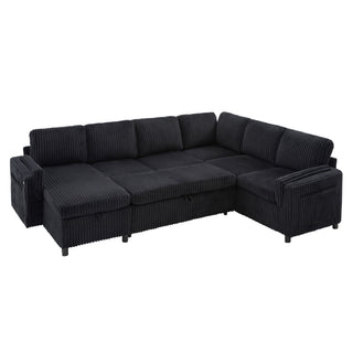 Convertible U-Shaped Sectional Sofa Bed With USB Ports And Storage