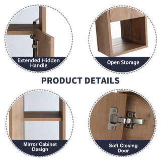 10" Wall Mounted Storage Cabinet, Bathroom Cabinet With Soft Close Door - Imitative Oak