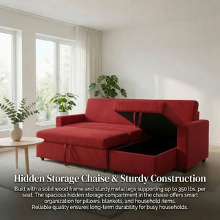 L - Shaped Convertible Sofa Bed With Storage Chaise