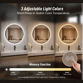 Round Framed Dimmable ED Bathroom Mirror With Anti Fog