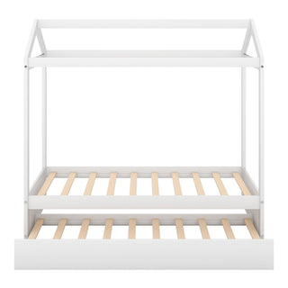House Bed With Trundle In, Twin Size - White