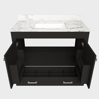 Bathroom Vanity Set, Soft Close Doors, 3 Faucet Holes, Sink Included - Black