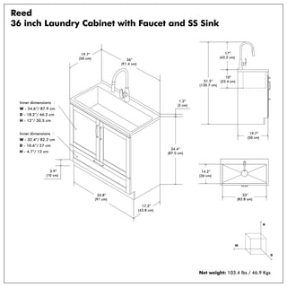 Reed - Deluxe Laundry Cabinet With Pull-Out Faucet And Stainless Steel Sink
