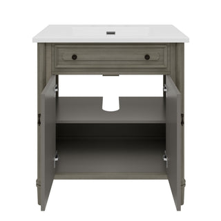 Vintage Bathroom Vanity With Sink, Rustic Cabinet With Soft Close Doors