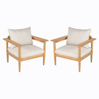 Terassi - Outdoor Lounge Chair (Set of 2) With Cushions - Beige / Light Teak