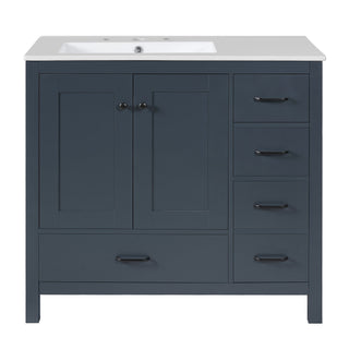Bathroom Vanity With Sink Combo, 2 Soft Close Doors And 5 Drawers