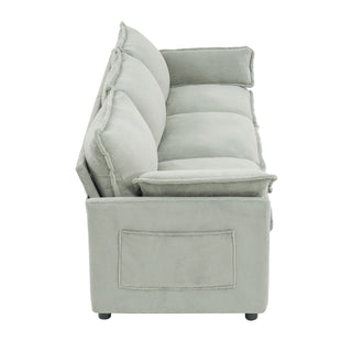 Modern 3 Seater Sofa With Side Storage Pockets For Living Room