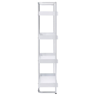 4 Shelf Open Back Bookcase With Accents - White