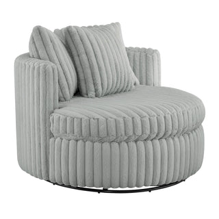 Mindy - Oversized Swivel Barrel Chair - Gray