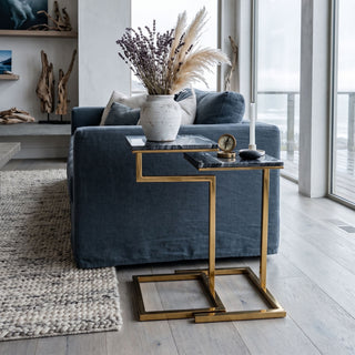 Chamblee - 2 Piece Square Nesting C - Table Set - Gold / Black