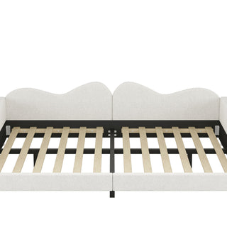 Upholstered Daybed, Sherpa Fabric Sofabed With Cloud-Shaped Backrest