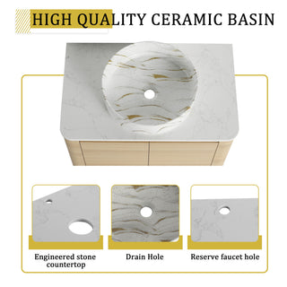 Mounted Bathroom Vanity & Art Sink, Soft Close Door