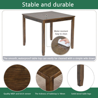 5 Piece Dining Table Set With 4 Chairs - Walnut