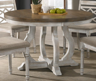 Havanna - Wide Vintage Round Dining Table With Off White Colored Base - Walnut