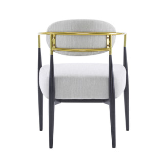Mid Century Modern Upholstered Accent Armchair With Tapered Legs - Beige / Black / Gold