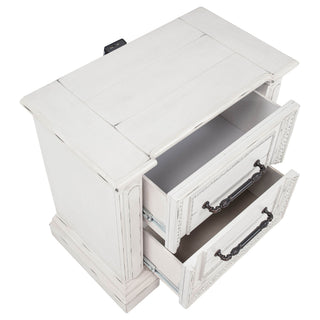 2 Drawer Nightstand With Dual USB Charging Ports - Vintage