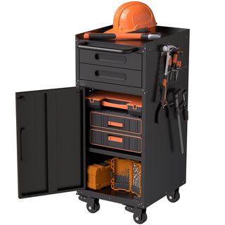Rolling Tool Cabinet Heavy Duty Garage Storage With Lockable Doors & Drawers