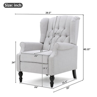 Armchair Recliner With Pushback Mechanism And Wingback Design