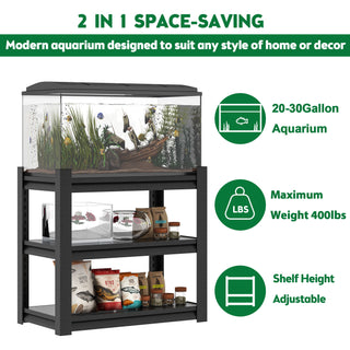 Stylish Metal rium Stand For 20 - 30 Gallon Tanks, 3 Tier Adjustable Shelf