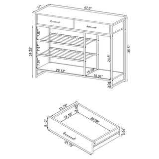 Ethel - 2 Drawer Home Bar Storage With Wine Rack - Oak